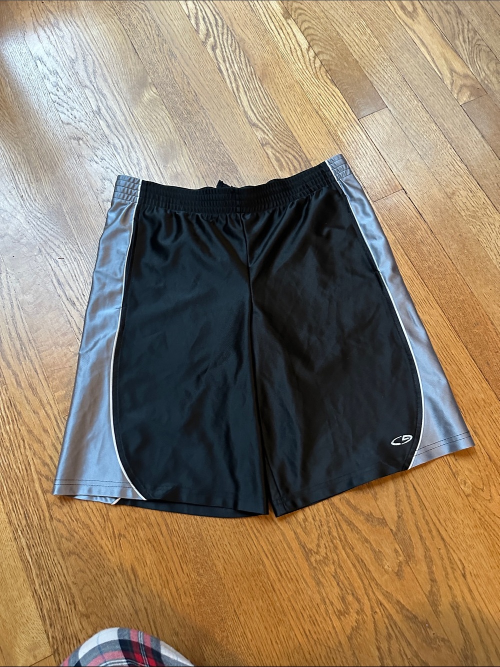 Champion Black Athletic Shorts with Silver Side Panels